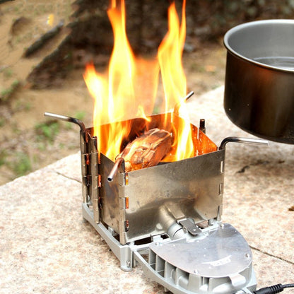 Flag Village Outdoor Portable Stainless Steel Wood Stove Folding Camping