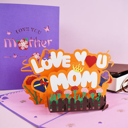 Flag Village 3D PopUp Flower Bouquet Cards Gifts Anniversary PopUp Mom Floral Bouquet Wife Invitation Card Greeting Cards Mothers Day Cards Postcard