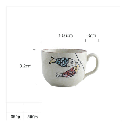 Flag Village Ceramic Cup With Lid Large Capacity, Spoon Set Gift Box