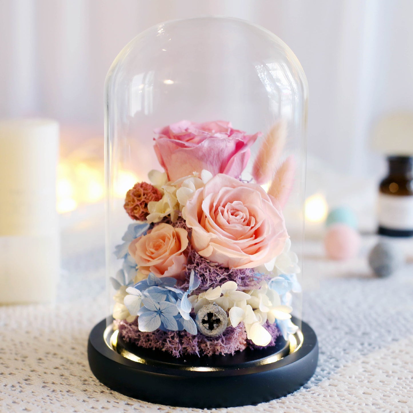 Flag Village Valentine's Day Birthday Gift Gift Box Glass Cover Big Rose Immortal Flower