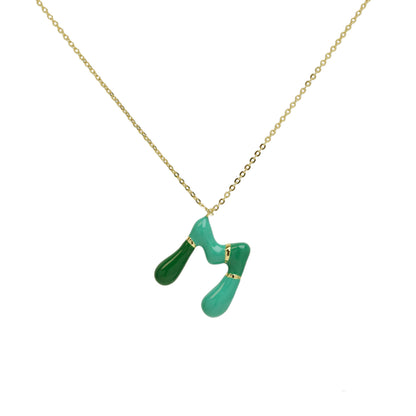 Flag Village Brass Epoxy Capsule 26 Letter Necklace For Women Initial Alphabet Pendant Necklace Fashion Link Chain Jewelry Gifts