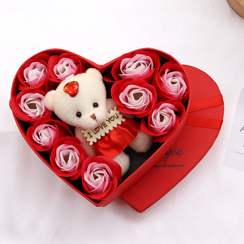 Flag Village Soap Flower Heart-shaped Rose Gift Box Valentine's Day Mother's Day Gift