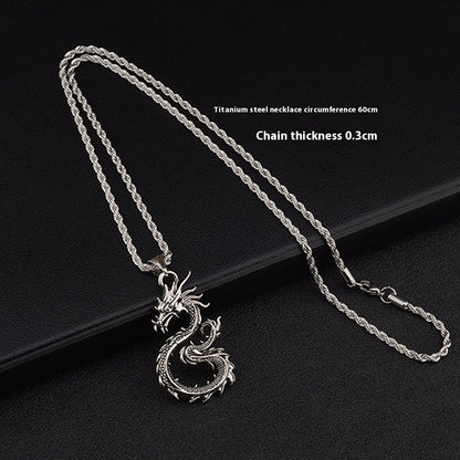 Flag Village Fashion Jewelry Dragon Sword Pendant Necklace Paved Black Color Jewelry For Men Boy Christmas Gifts