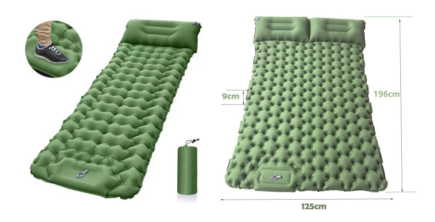 Flag Village Outdoor Camping Travel Portable Inflatable Cushion Built-in Foot Inflatable