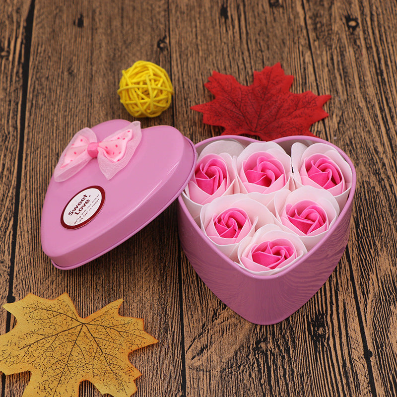 Flag Village Soap Flower Gift Box Valentine's Day Gift Mother's Day Creative Gifts Bear Flower Rose Heart Shaped Tin Box