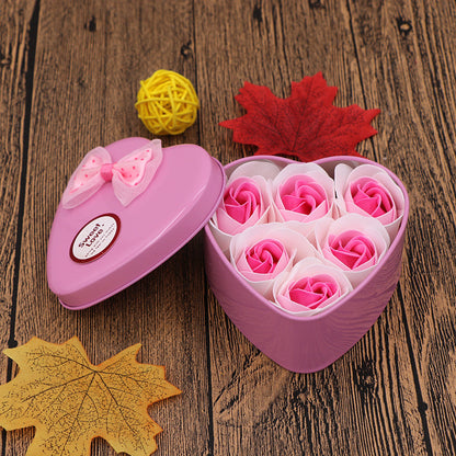 Flag Village Soap Flower Gift Box Valentine's Day Gift Mother's Day Creative Gifts Bear Flower Rose Heart Shaped Tin Box