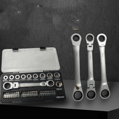 Flag Village Auto Tools Ratchet Wrench Set Sleeve Screwdriver Set Amazon Ebay Tools Hot Selling Product Multi-function Two-way Ratchet
