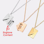 Flag Village Custom Text Love Letter Envelope Pendant Confession Locket Necklace Jewelry Special Gifts For Women Teens Girlfriend Wife Lover