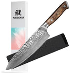 Flag Village Damascus Chef Knife, 10Cr15MOV Japanese Kitchen Knives Set With Full Tang G10 Handle, Professional Chef Knife For Kitchen, Sheath & Gift Box