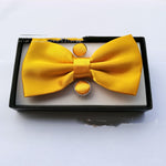 Flag Village Pocket Square Cufflinks Set Men's Bow Gift Box