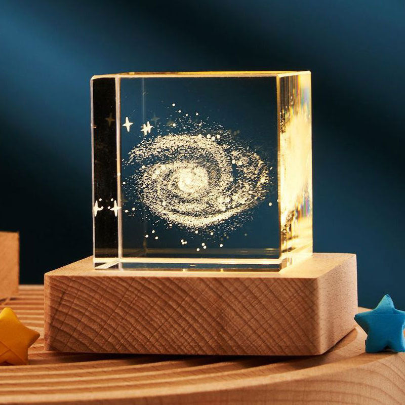 Flag Village 3D Transparent Crystal Cube Desktop Decoration Small Night Lamp Bedroom Home Decor For Kids Party Children Birthday Gifts