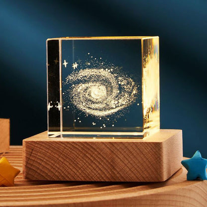 Flag Village 3D Transparent Crystal Cube Desktop Decoration Small Night Lamp Bedroom Home Decor For Kids Party Children Birthday Gifts