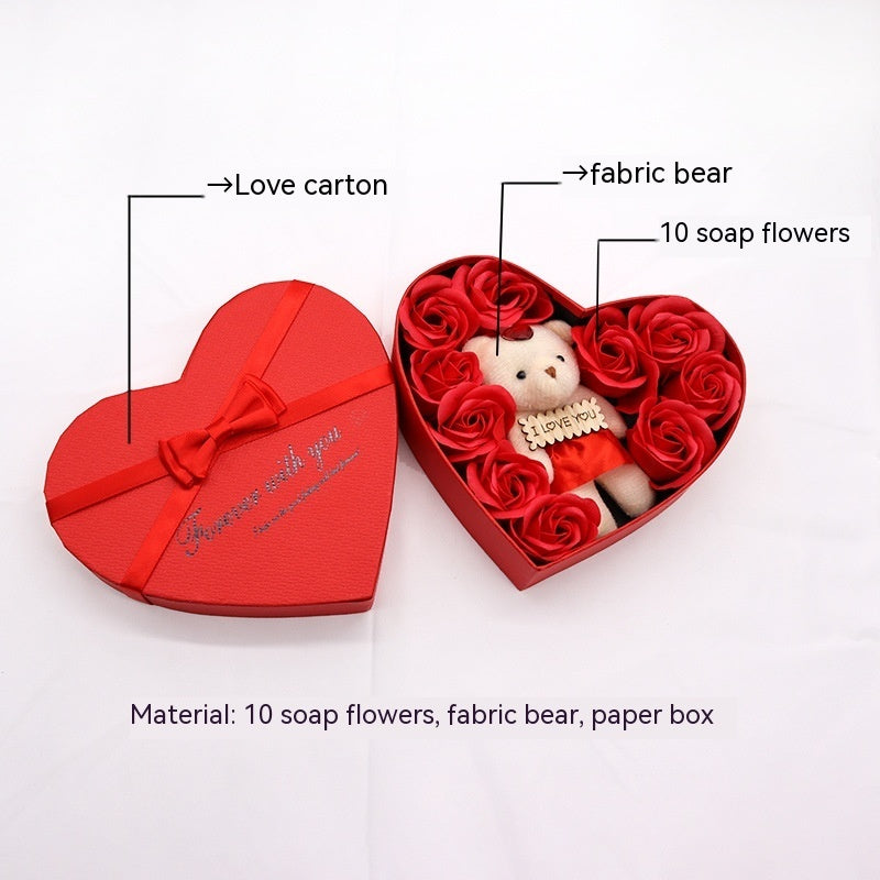 Flag Village Soap Flower Heart-shaped Rose Gift Box Valentine's Day Mother's Day Gift