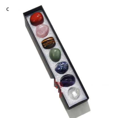 Flag Village Natural Raw Stone Ore Seven Color Gem Gift Box Set