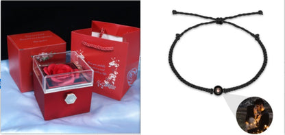 Flag Village Rotating Soap Flower Rose Gift Box Creative Rotating Rose Jewelry Packaging Box Valentine's Day Gift For Women