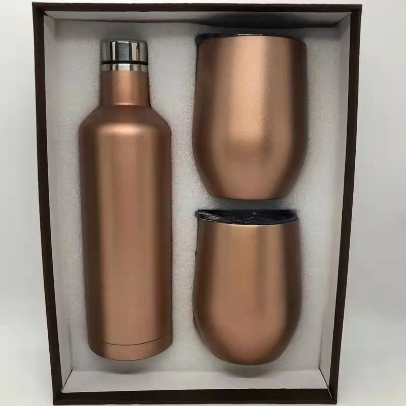 Flag Village 304 Stainless Steel 500ml Red Wine Bottle Gift Box Set Cup