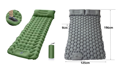 Flag Village Outdoor Camping Travel Portable Inflatable Cushion Built-in Foot Inflatable