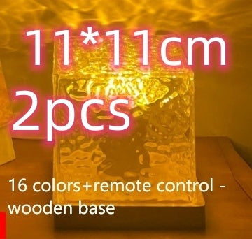 Flag Village LED Water Ripple Ambient Night Light USB Rotating Projection Crystal Table Lamp RGB Dimmable Home Decoration 16 Color Gifts