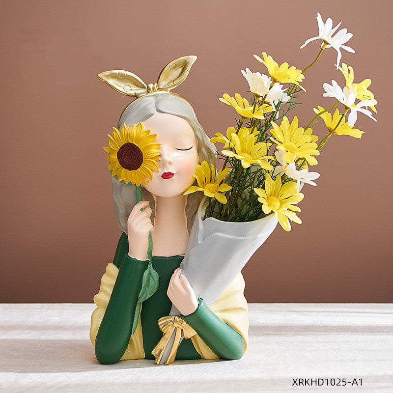 Flag Village Home Decor Girl Figurine Resin Sculpture Abstract Art Room Decor Nordic Decoration Home Living Room Decoration Accessories Gifts