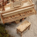 Flag Village Robotime 223pcs 3D Wooden Puzzle Magic Piano Mechanical Music Box Toy Gift Desk Gift For Men Women Hobby AMK81