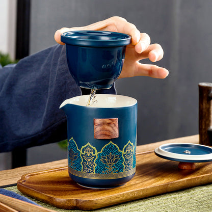 Flag Village Ceramic Portable Travel Tea Set Gift Box