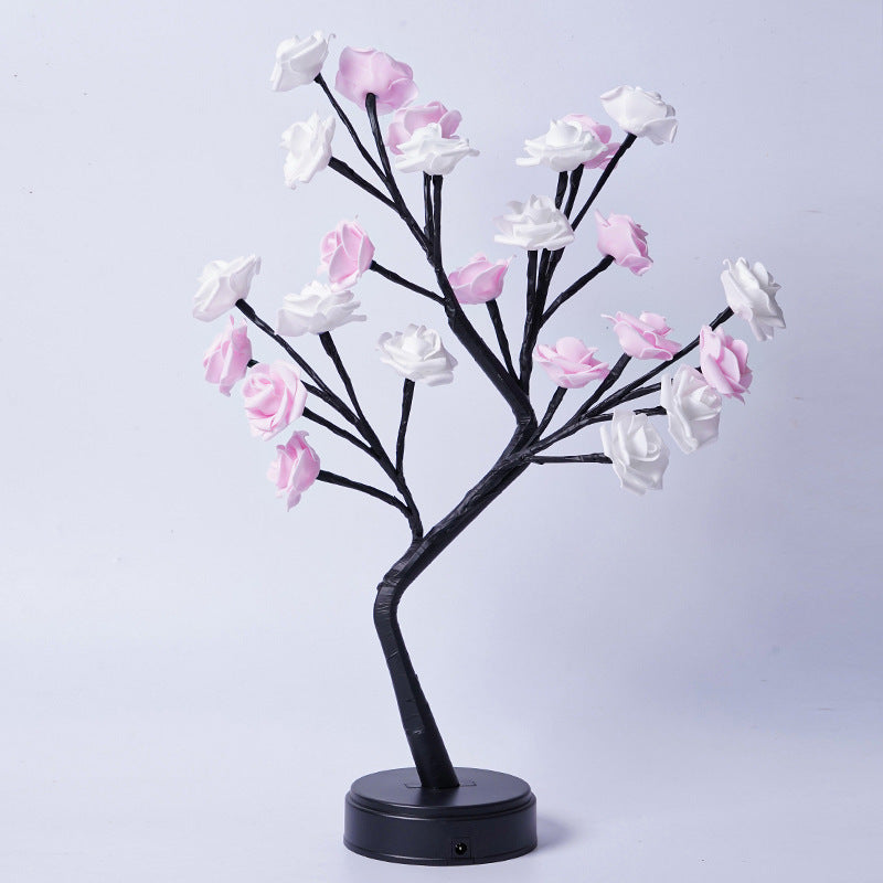Flag Village Table Lamp Flower Tree Rose Lamps Fairy Desk Night Lights USB Operated Gifts For Wedding Valentine Christmas Decoration