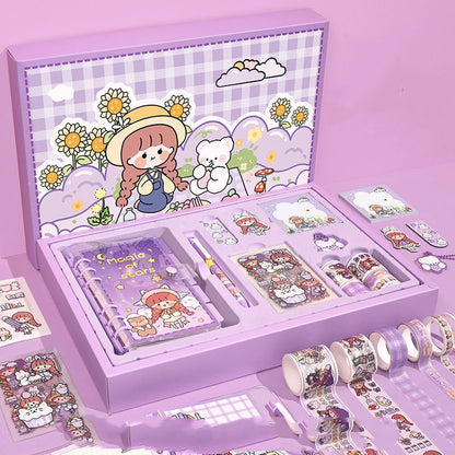 Flag Village Hand Account Book Gift Box Set Cute Girl Heart Notebook