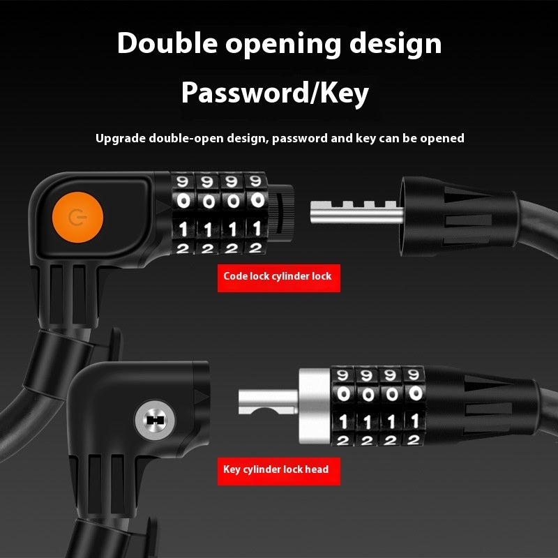Flag Village Auto Tools Password Double Open Anti-theft Steel Cable Steel Wire Password Lock Bicycle Lock