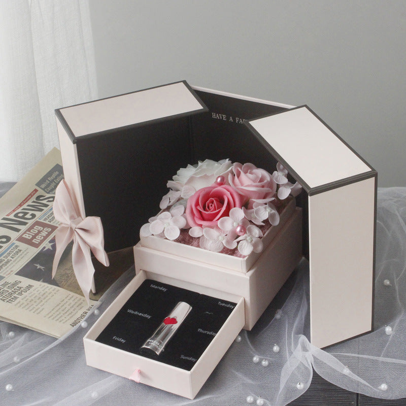 Flag Village Mothers Day Gift Double Door Rose Gift Box Jewelry Creative Decorate Boxs