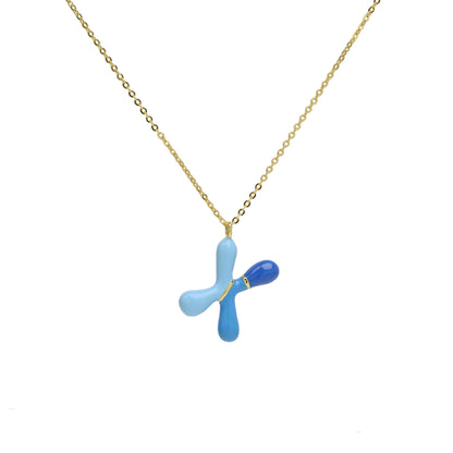 Flag Village Brass Epoxy Capsule 26 Letter Necklace For Women Initial Alphabet Pendant Necklace Fashion Link Chain Jewelry Gifts