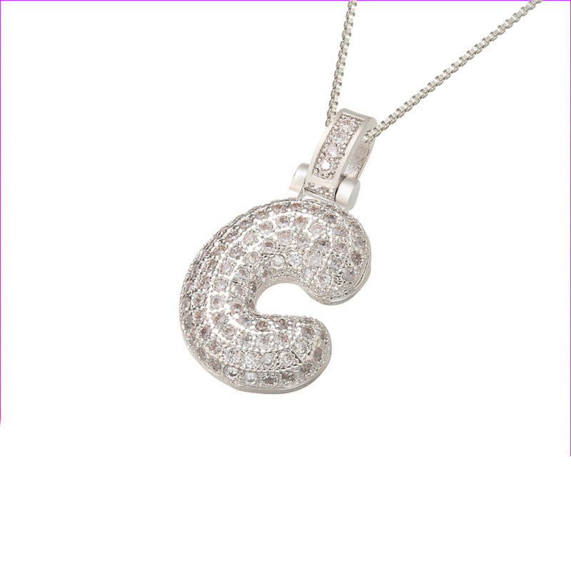 Flag Village Clavicle Chain Copper Micro Inlaid Zircon 26 Letter Pendant Necklace For Women's Birthday Jewelry Gifts