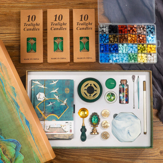 Flag Village Powerful Manufacturers DIY Retro Sealing Wax Seal Set Tool Outfit Antique Fire Paint Seal Gift Box Creative Gift