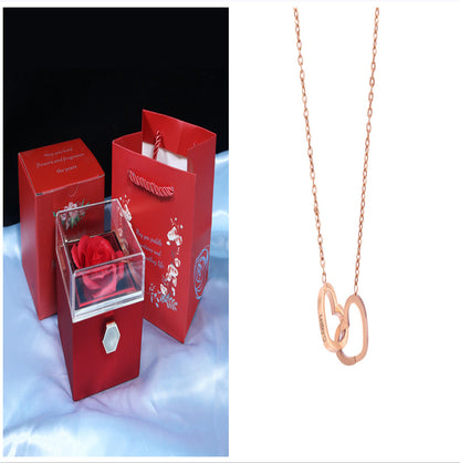 Flag Village Rotating Soap Flower Rose Gift Box Creative Rotating Rose Jewelry Packaging Box Valentine's Day Gift For Women