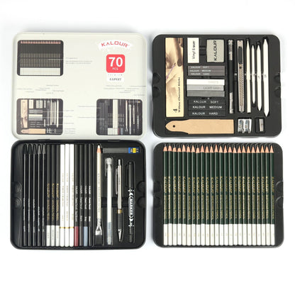 Flag Village 70 Pieces Iron Box Sketch Pencil Set Art Supplies