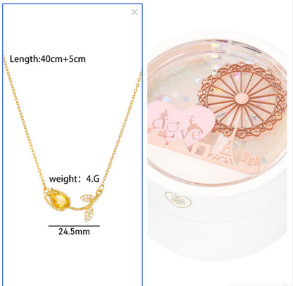 Flag Village Ferris Wheel Induction Lamp Light Luxury Ring Set Chain Jewelry Box