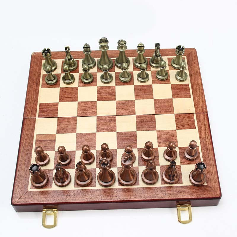 Flag Village Chess Match Special High-end Gift Box Set Solid Wood Folding Board Large Pieces Chess