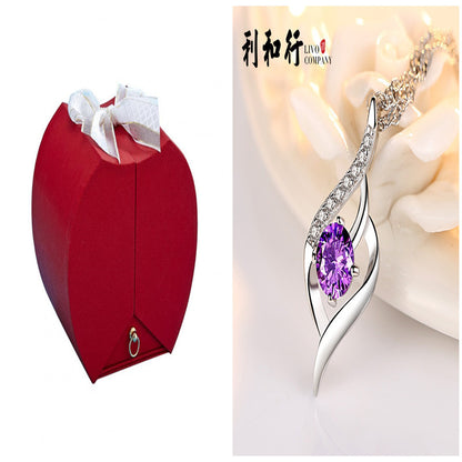 Flag Village Creative Eternal Flower Necklace Ring Double Gift Box