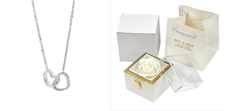 Flag Village Rotating Soap Flower Rose Gift Box Creative Rotating Rose Jewelry Packaging Box Valentine's Day Gift For Women