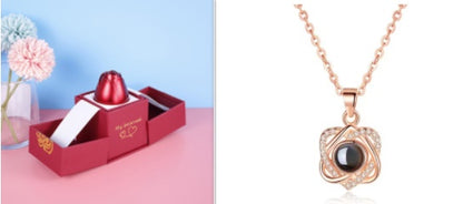 Flag Village Hot Valentine's Day Gifts Metal Rose Jewelry Gift Box Necklace For Wedding Girlfriend Necklace Gifts