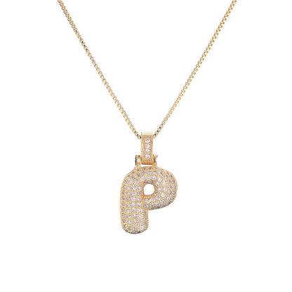 Flag Village Clavicle Chain Copper Micro Inlaid Zircon 26 Letter Pendant Necklace For Women's Birthday Jewelry Gifts