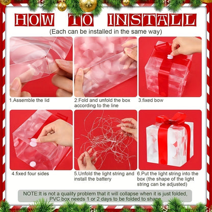 Flag Village New Christmas Gift Box 3-piece Folding Christmas Gift Box Light Up Valentine Gift Box Christmas Lights