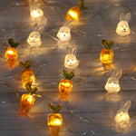 Flag Village Easter LED Bunny String Lights Easter Decoration For Home Carrot Rabbit Fairy Light Supplies Happy Easter Gifts Party Favor