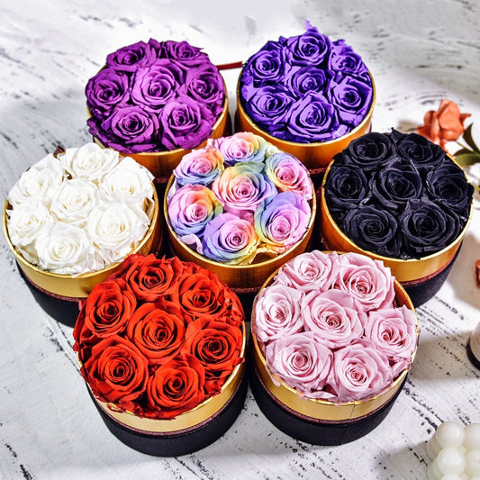 Flag Village Preserved Flower Rose Hug Bucket Christmas Gift Box