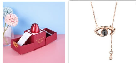 Flag Village Hot Valentine's Day Gifts Metal Rose Jewelry Gift Box Necklace For Wedding Girlfriend Necklace Gifts