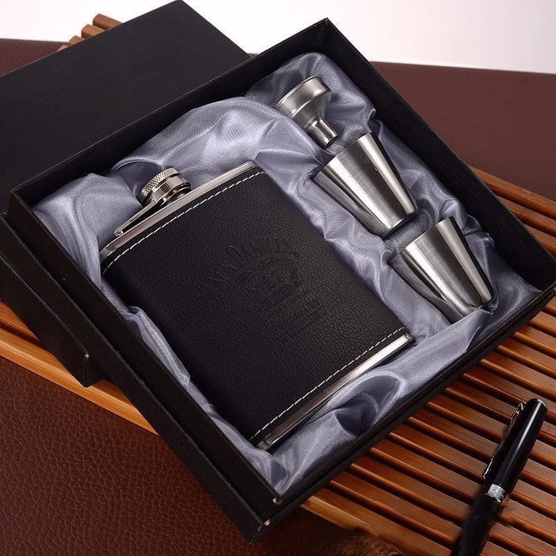 Flag Village 7oz Stainless Steel Bottle Set Portable Gift Box