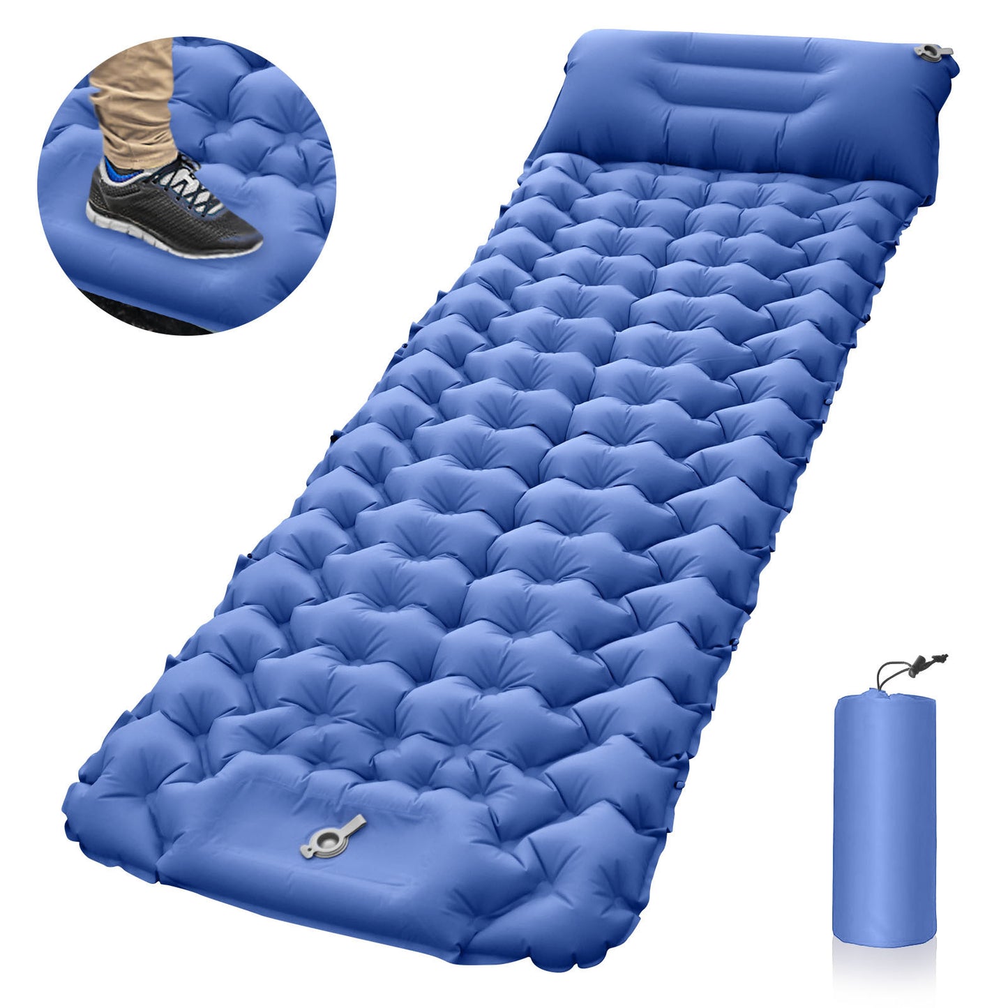 Flag Village Outdoor Camping Travel Portable Inflatable Cushion Built-in Foot Inflatable