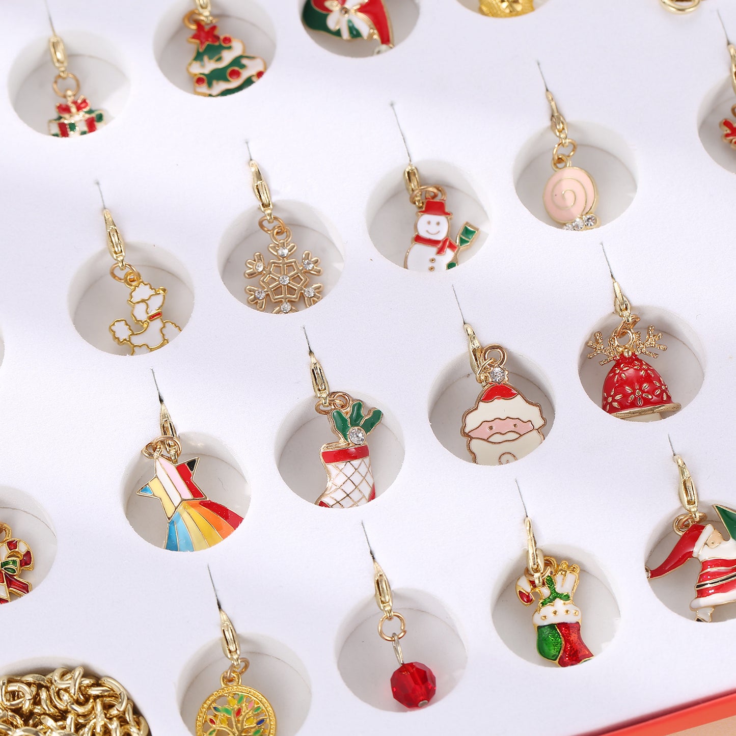 Flag Village New Christmas Ornaments Children's Gift Box Countdown Calendar Gift Box Advent Golden Bracelet Necklace Blind Box Set