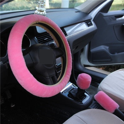 Flag Village Auto Tools Winter Wool Car Cover Plush Steering Wheel Cover