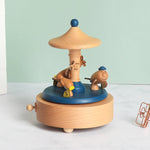 Flag Village Wooden building model music box birthday gift