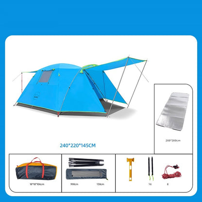 Flag Village Four Person Outdoor Camping Space Folding And Thickening Tent Rain And Sun Proof Outdoor